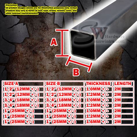 square hollow steel dimensions